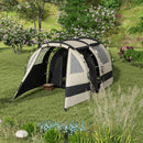 Outsunny Blackout Camping Tent with Bedroom & Living Room for 4-5 Person, Khaki