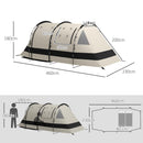 Outsunny Blackout Camping Tent with Bedroom & Living Room for 4-5 Person, Khaki