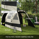 Outsunny Blackout Camping Tent with Bedroom & Living Room for 4-5 Person, Khaki