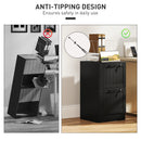 HOMCOM 2 Drawer File Cabinet with Lock and Adjustable Hanging Bars, Black