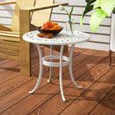 Outsunny 60cm Round Garden Table With Cast Aluminium Frame, White