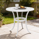 Outsunny 60cm Round Garden Table With Cast Aluminium Frame, White