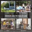 Outsunny Folding Garden Table, Patio Table with Metal Frame, White