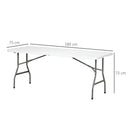 Outsunny Folding Garden Table, Patio Table with Metal Frame, White