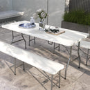 Outsunny Folding Garden Table, Patio Table with Metal Frame, White