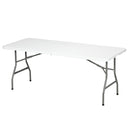 Outsunny Folding Garden Table, Patio Table with Metal Frame, White