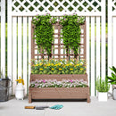 Outsunny 2-Tier Wooden Raised Bed with Trellis and Drainage Holes