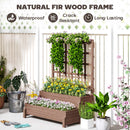 Outsunny 2-Tier Wooden Raised Bed with Trellis and Drainage Holes