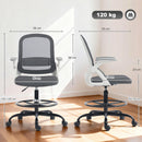 HOMCOM Mesh Painting Chair, Rolling Desk Chair With Flip-up Armrests, Grey