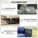 Outsunny 4 Pieces Rattan Garden Furniture Sofa Set with Coffee Table Blue