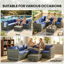 Outsunny 4 Pieces Rattan Garden Furniture Sofa Set with Coffee Table Blue