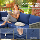 Outsunny 4 Pieces Rattan Garden Furniture Sofa Set with Coffee Table Blue