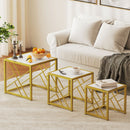 HOMCOM Set of 3 Nesting Coffee Tables Square End Tables w/ Metal Frame White