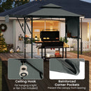 398 x 153 cm Grill Gazebo with Dual Side Awnings and Adjustable Shadow-Grey