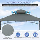 398 x 153 cm Grill Gazebo with Dual Side Awnings and Adjustable Shadow-Grey