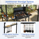 398 x 153 cm Grill Gazebo with Dual Side Awnings and Adjustable Shadow-Grey