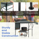 398 x 153 cm Grill Gazebo with Dual Side Awnings and Adjustable Shadow-Grey