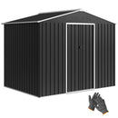 Outsunny 8 X 6ft Garden Storage Shed With Double Door, Dark Grey