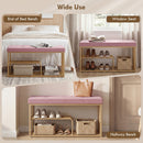 HOMCOM Shoe Storage Bench with Seat Cushion Tufted Shoe Rack Bench Pink