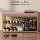 HOMCOM Shoe Storage Bench with Seat Cushion Tufted Shoe Rack Bench Pink