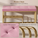 HOMCOM Shoe Storage Bench with Seat Cushion Tufted Shoe Rack Bench Pink