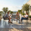 Outsunny 4 Seater Garden Furniture Set, Metal Garden Sofa Set, Grey