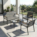 Outsunny 4 Seater Garden Furniture Set, Metal Garden Sofa Set, Grey