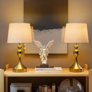 HOMCOM Table Lamps Set Of 2, Modern Bedside Lamps With USB Ports, Gold Tone