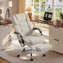 HOMCOM Massage Office Chair With Heat, 135° Reclining Desk Chair, Cream