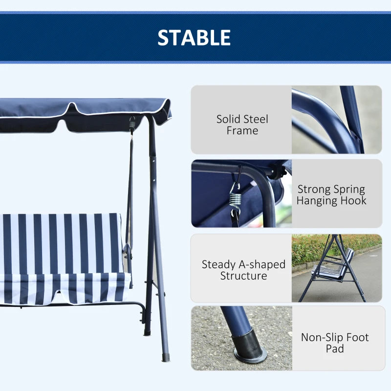 Outsunny Swing Seat 3 Seater - Blue