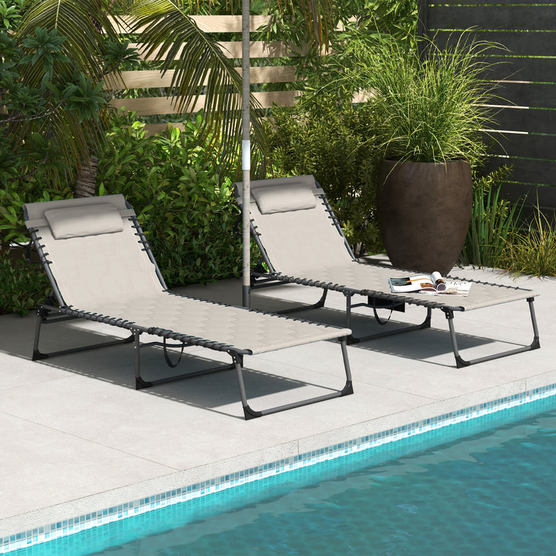 Outsunny Foldable Sun Lounger w/ Padded Seat (Choice of Single or Set)