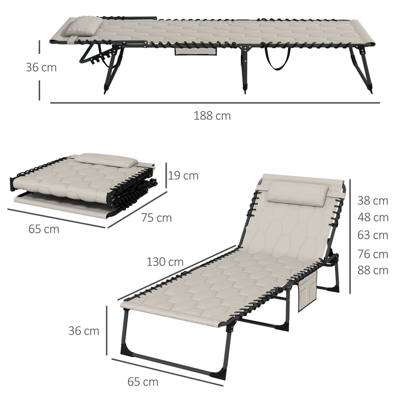 Outsunny Foldable Sun Lounger w/ Padded Seat (Choice of Single or Set)