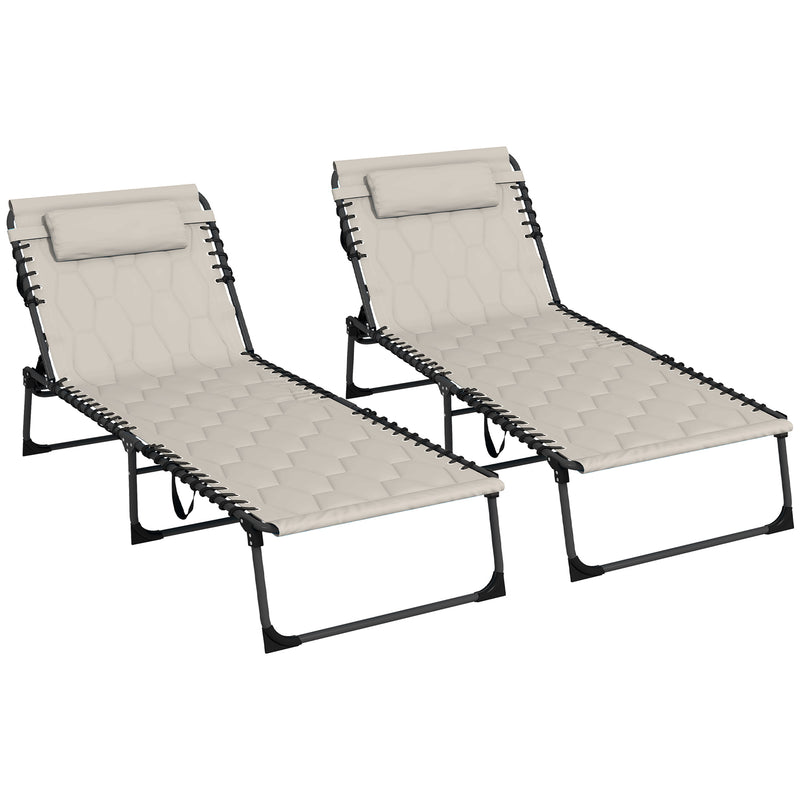Outsunny Foldable Sun Lounger w/ Padded Seat (Choice of Single or Set)