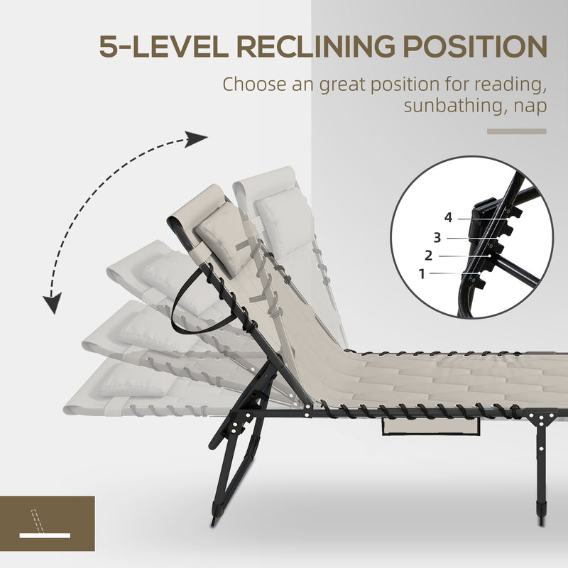 Outsunny Foldable Sun Lounger w/ Padded Seat (Choice of Single or Set)
