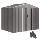 Outsunny 8 X 6ft Garden Storage Shed With Double Door, Light Grey