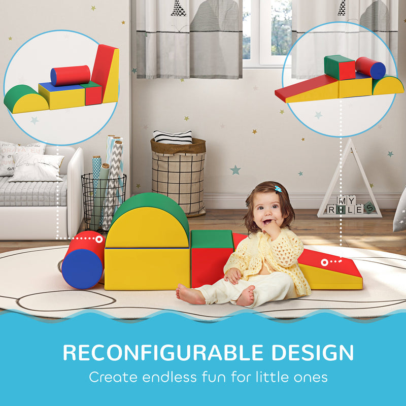 HOMCOM 5 Piece Soft Safe Foam Playset Climb And Crawl Activity Toy For Toddler
