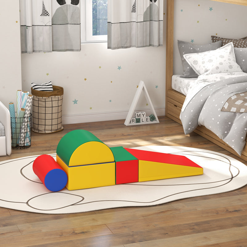 HOMCOM 5 Piece Soft Safe Foam Playset Climb And Crawl Activity Toy For Toddler