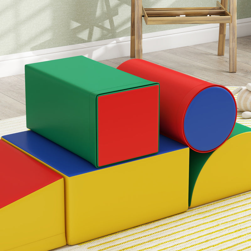 HOMCOM 5 Piece Soft Safe Foam Playset Climb And Crawl Activity Toy For Toddler