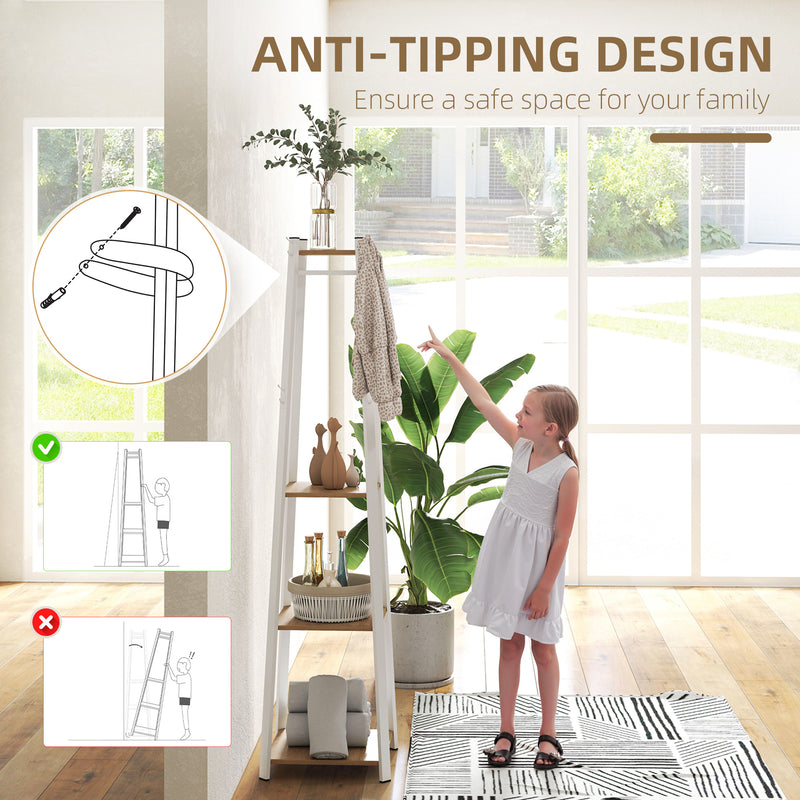 HOMCOM Clothes Rack With Storage, Garment Rack With 8 Hooks And 3-Tier Shelf