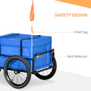 HOMCOM Bicycle Trailer with 65L Foldable Storage Box and Pneumatic Tyres, Blue
