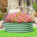 Outsunny Galvanised Planter with Gloves, 120 x 120 x 43cm, Light Green