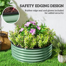 Outsunny Galvanised Planter with Gloves, 120 x 120 x 43cm, Light Green