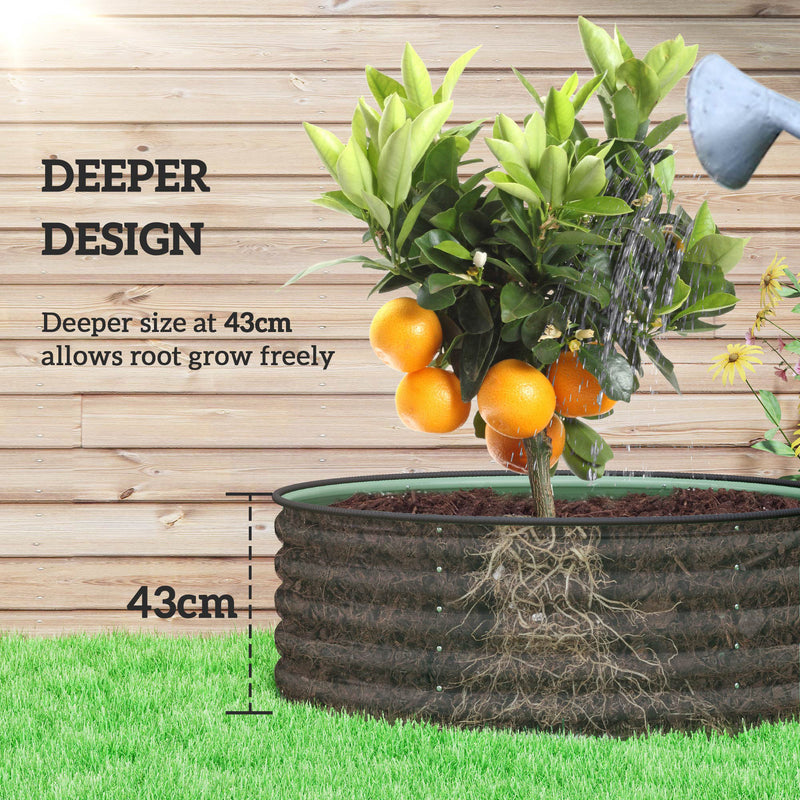 Outsunny Galvanised Planter with Gloves, 120 x 120 x 43cm, Light Green