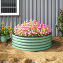 Outsunny Galvanised Planter with Gloves, 120 x 120 x 43cm, Light Green