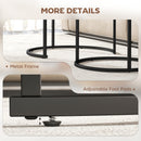 HOMCOM Marble Coffee Table Set of 2, Round Nest of Tables, Rustic Brown
