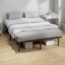 HOMCOM 4ft6 Double Bed Frame, Metal Platform Bed Frame with 28 Wood Slats