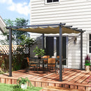 Outsunny 3 x 4m Aluminium Pergola with Retractable Roof, Garden Gazebo Khaki
