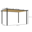 Outsunny 3 x 4m Aluminium Pergola with Retractable Roof, Garden Gazebo Khaki