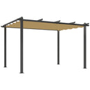 Outsunny 3 x 4m Aluminium Pergola with Retractable Roof, Garden Gazebo Khaki
