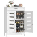 HOMCOM Modern Shoe Storage Cabinet with Louvered Doors and Drawer, White